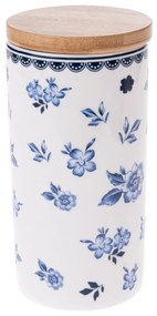 Floral porcelán tároló bambuszfedéllel, 500 ml