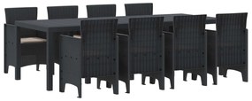 vidaXL Kert étkező szett 9 pcs Antracit Polipropilén