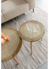 Natúr színű üveg kerek dohányzóasztal ø 70 cm Haru – White Label