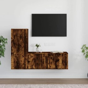 2 részes füstös tölgyszínű szerelt fa TV-szekrényszett