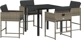 vidaXL Kert étkező szett párnával 5 pcs Szürke polirattan