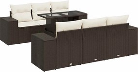 vidaXL 7 részes barna polyrattan kerti ülőgarnitúra párnákkal