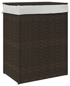 sötétbarna polyrattan szennyeskosár fedéllel 46x33x60 cm