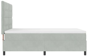 Boxspring Ágy Matraccal &amp; LED Fénnyel Világosszürke 140x200 cm Bársonyos