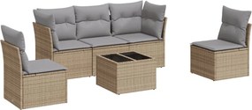 vidaXL 6 részes bézs polyrattan kerti ülőgarnitúra párnával
