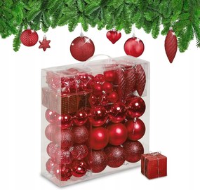 Karácsonyfadíszek 110 Db-os Szett Törhetetlen Díszdoboz