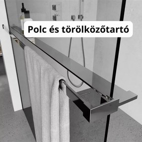 Stuxi Milano Gate Plus 2 falsíkra szerelhető, két oldalfalas walk-in zuhanyfal, 80x90 cm, 8 mm vastag vízlepergető biztonsági üveggel, helytakarékos sarokmerevítőkkel