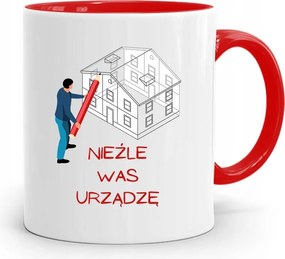 Piros Építész Bögre Szépen Feldíszített, fényképes nyomattal