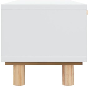 Fehér szerelt fa és tömör fenyőfa dohányzóasztal 80x40x30 cm