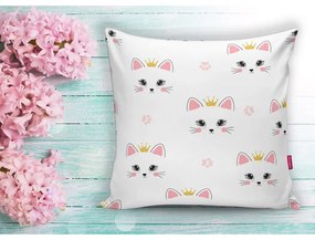 Gyerek párnahuzat 43x43 cm White Pink Cat – Mila Home