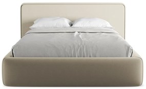 Bézs kárpitozott ágyneműtartós franciaágy ágyráccsal 140x200 cm Kiana – Makamii