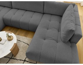 Sötétszürke kinyitható-tárolóhelyes sarokkanapé (jobb oldali-U alakú) Fuji – Bobochic Paris