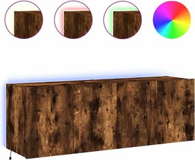 vidaXL 2 db füstös tölgy fali TV-szekrény LED-ekkel 60x35x41 cm