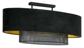 Duolla - Felületre szerelhető csillár DOUBLE OVAL RATTAN 2xE27/15W/230V fekete/rattan