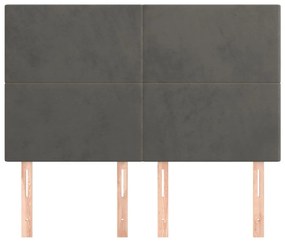 sötétszürke bársony fejtámla 144x5x118/128 cm