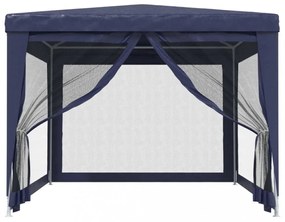 kék HDPE rendezvénysátor 4 hálós oldalfallal 3x4 m