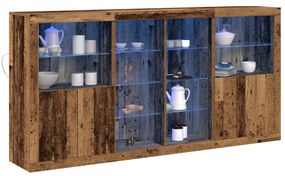 LED világítással ellátott oldal szekrény Öreg fa 202x37x100 cm