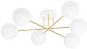 Csillár rúdon  MAGNUM 6xE14/10W/230V fehér/arany