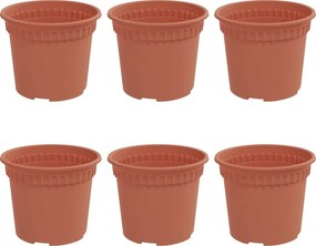 vidaXL Kerek Virágcserép 6 pcs Tégla Vörös Ø 12,5 x 10 cm Műanyag