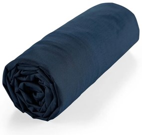 Sötétkék gumis bio pamut lepedő 160x200 cm Biolina – douceur d'intérieur