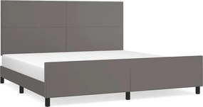vidaXL szürke műbőr ágykeret fejtámlával 200 x 200 cm