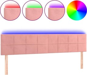 vidaXL rózsaszín bársony LED-es fejtámla 180x5x78/88 cm
