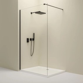 Erga Paris, Walk-In zuhany paraván 130x200 cm, 8 mm átlátszó üveg, fekete profil, ERG-V02-PARIS-130x200-CL-BK