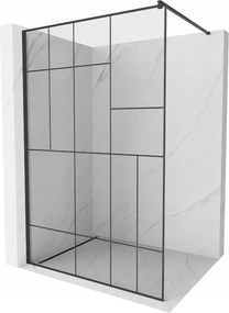 Mexen Kioto zuhanyparaván 80x200 cm 8 mm, fekete profil, üveg fekete mintás 2, 800-080-101-70-78