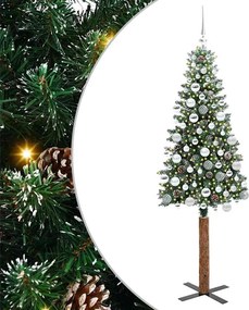 vidaXL Karcsú karácsonyfa 300 LED-del Zöld 180 cm PVC és tömör fenyőfa
