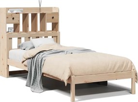 vidaXL tömör fenyőfa könyvespolcos ágy matrac nélkül 90 x 190 cm