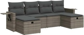 vidaXL 6 részes szürke polyrattan kerti ülőgarnitúra párnákkal