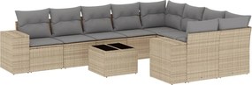vidaXL 10 részes bézs polyrattan kerti ülőgarnitúra párnával