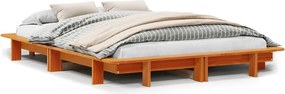 vidaXL viaszbarna tömör fenyőfa ágy matrac nélkül 135 x 190 cm