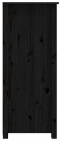 fekete tömör fenyőfa tálalószekrény 83 x 41,5 x 100 cm