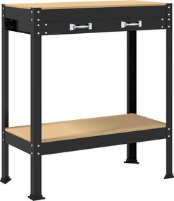 vidaXL Munkapad fiókkal Fekete 80 x 40 x 91 cm Mérnöki fa és fém