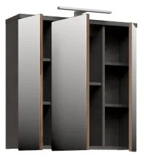 Tükrös fürdőszobai fali szekrény VENOM antracit/barna