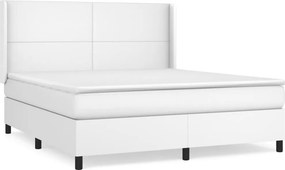vidaXL fehér műbőr rugós ágy matraccal 180 x 200 cm