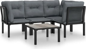 vidaXL 5 részes fekete-szürke polyrattan kerti ülőgarnitúra