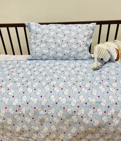 Gyermek pamut ágynemű Elefántkék TiaHome - 1x Párna 90x70cm, 1x Paplan 140x200cm