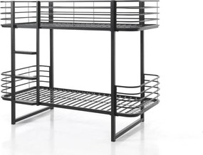 Fekete emeletes fém gyerekágy ágyráccsal 90x200 cm Oscar – Vipack