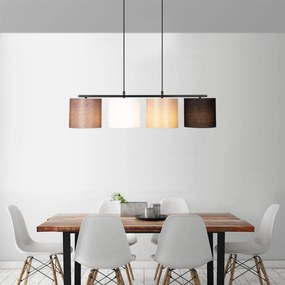 Valiz 4721 fekete-fehér-krém-barna fém és szövet függőlámpa, 110 x 25 cm, 4 izzós