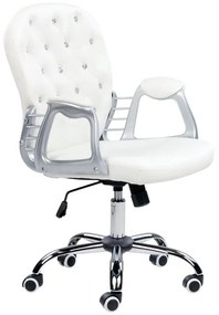 Fehér műbőr irodai szék kristályokkal PRINCESS Beliani