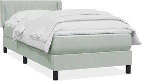 vidaXL világosszürke bársony rugós ágy matraccal 80x210 cm