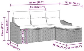 4 darabos kert kanapé készlet párnákkal bézs poli rattan