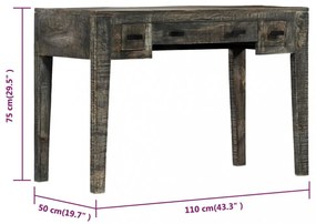 tömör mangófa íróasztal 110 x 50 x 75 cm