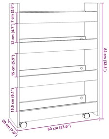 4 szintes antik fa színű szerelt fa keskeny tárolókocsi