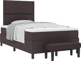 vidaXL Boxrugós ágy matracmal Sötét Barna 120 x 190 cm szövet