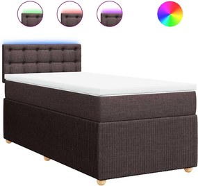 vidaXL sötétbarna szövet rugós ágy matraccal 90 x 190 cm