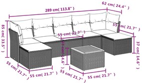 8 részes szürke polyrattan kerti ülőgarnitúra párnákkal