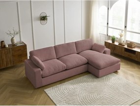 Rózsaszín kordbársony sarokkanapé Belair – Bobochic Paris